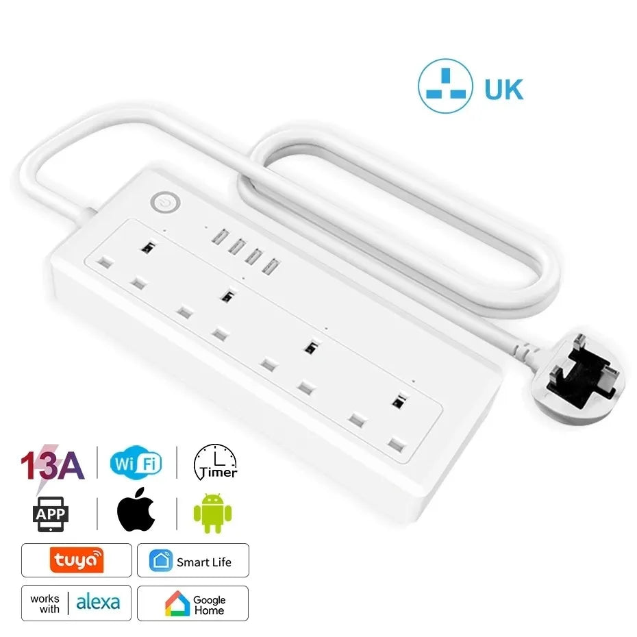 Zigbee Smart Power Strip – 1- 4 AC Outlets & 4 USB Charging Ports
