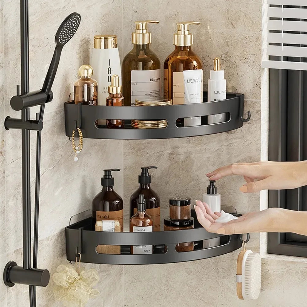 No-Drill Bathroom Shelf – Wall Corner Organizer for Shower & Storage