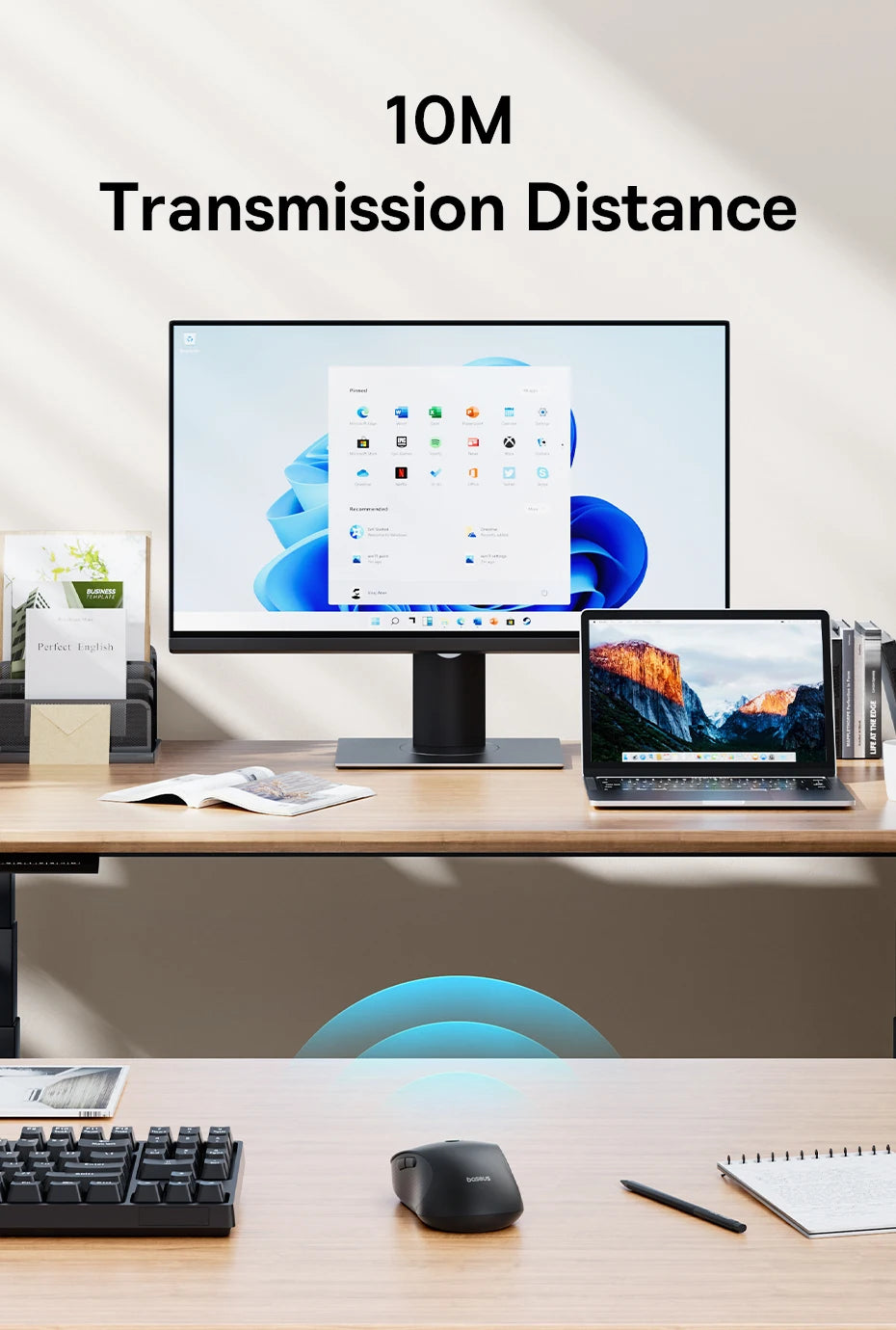 Baseus F02 Wireless Mouse – Ergonomic & Bluetooth