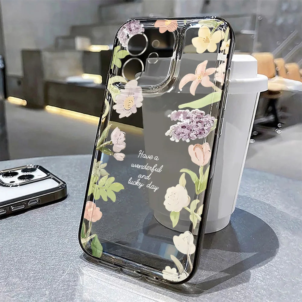 Transparent Flower Silicone Shockproof Case – iPhone 15–17 Series