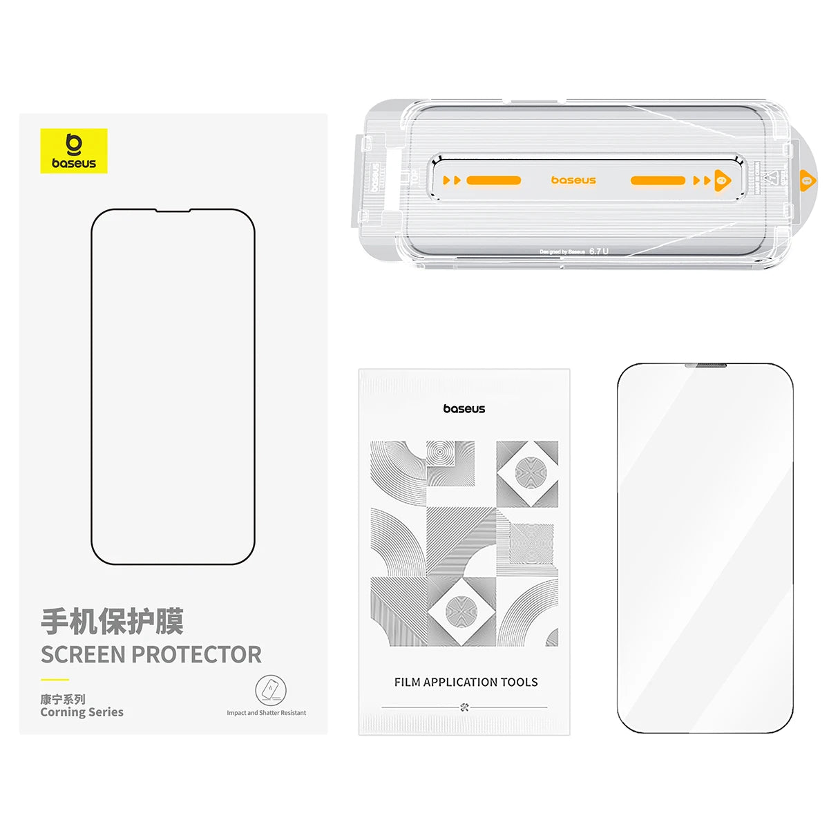 Baseus 0.4mm Corning Tempered Glass for iPhone 17 16 15 14 13 Pro Max Plus Screen Protector Anti-Peeping Auto Installation Film