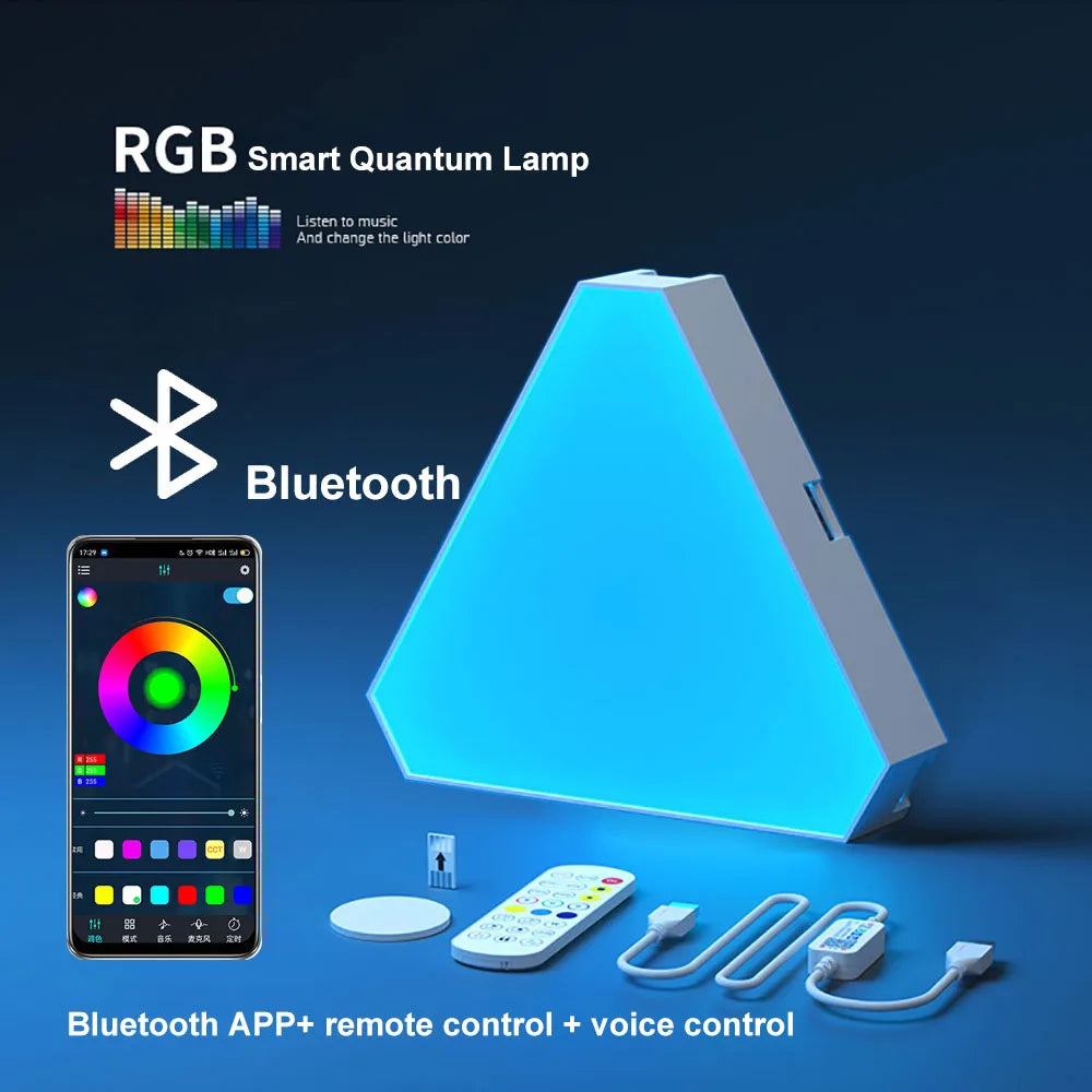 Smart RGB Triangle Wall Lamp – Bedroom, Office & Bedside Decor