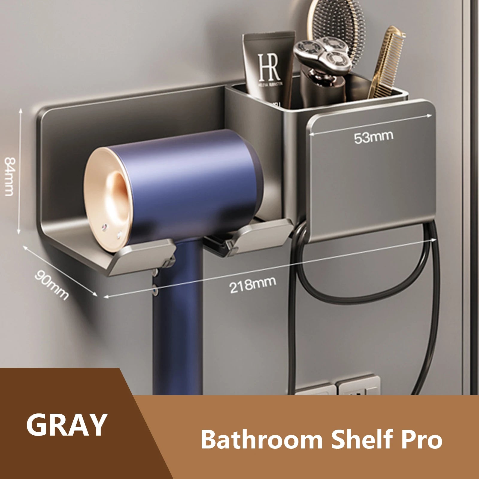Hair Dryer & Straightener Stand – Bathroom Shelf Organizer for Styling Tools