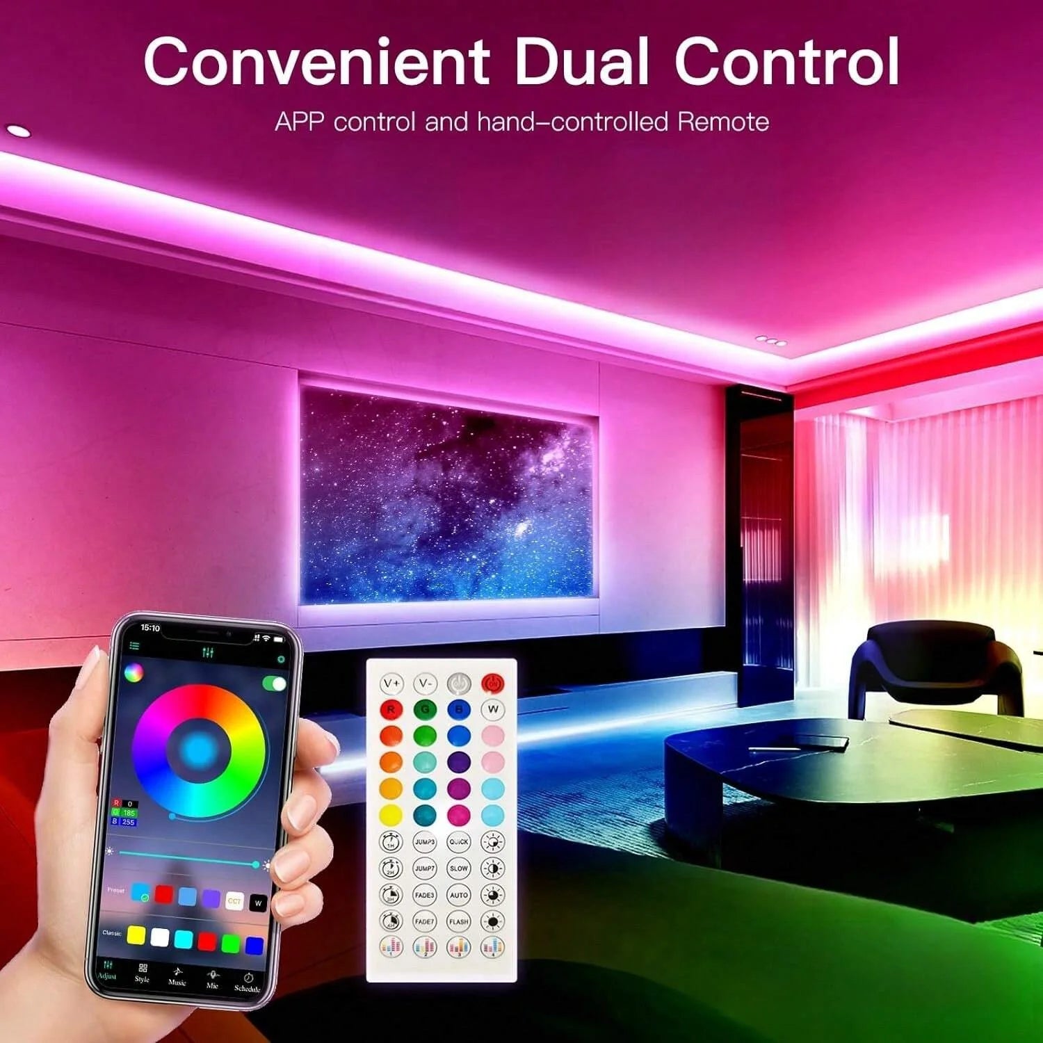 RGB 5050 Bluetooth LED Strip Lights – Smart App-Controlled Color Changing LED Light Strip (10M–30M)