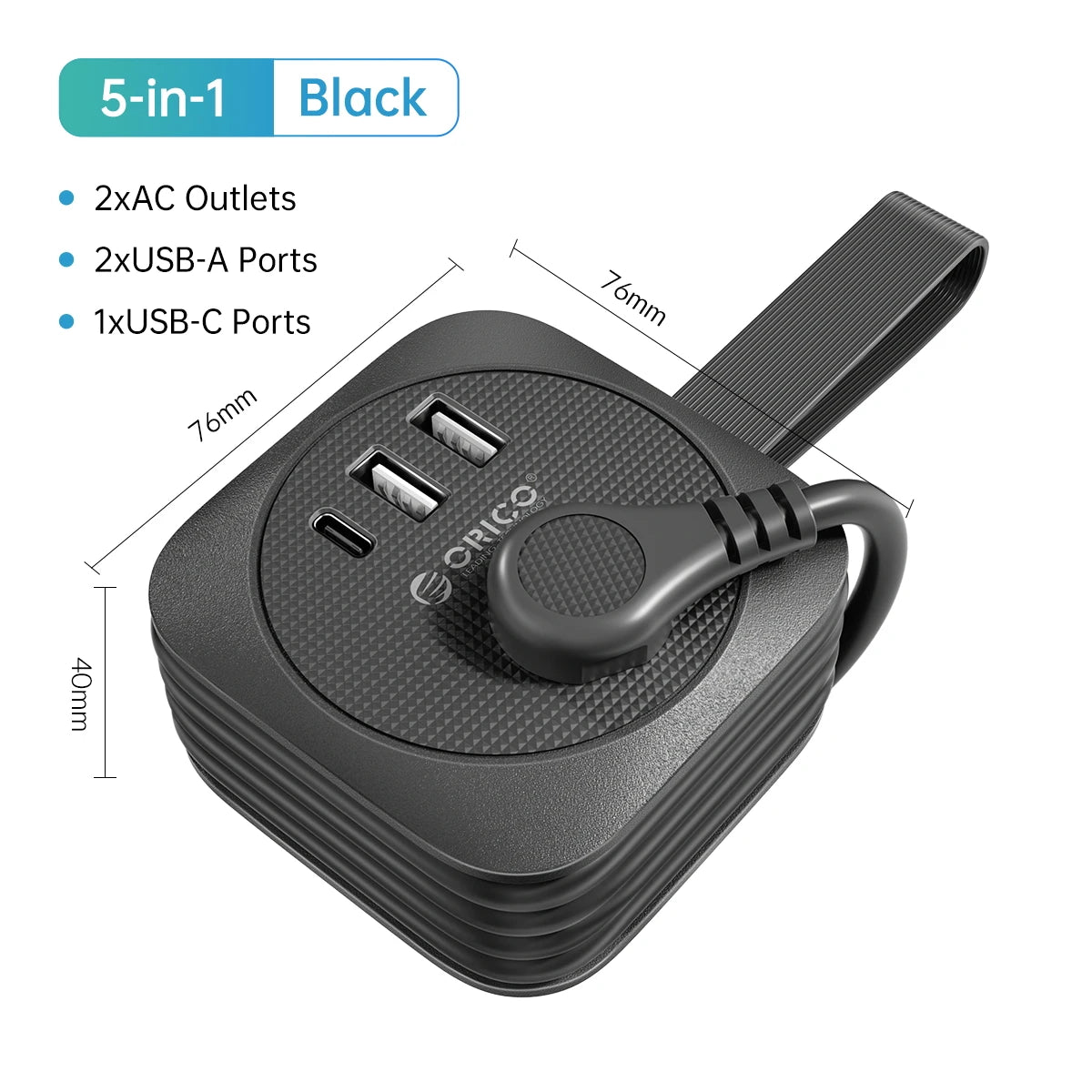ORICO Travel Power Strip – US Adapter with 2 USB & Type-C Fast Charging