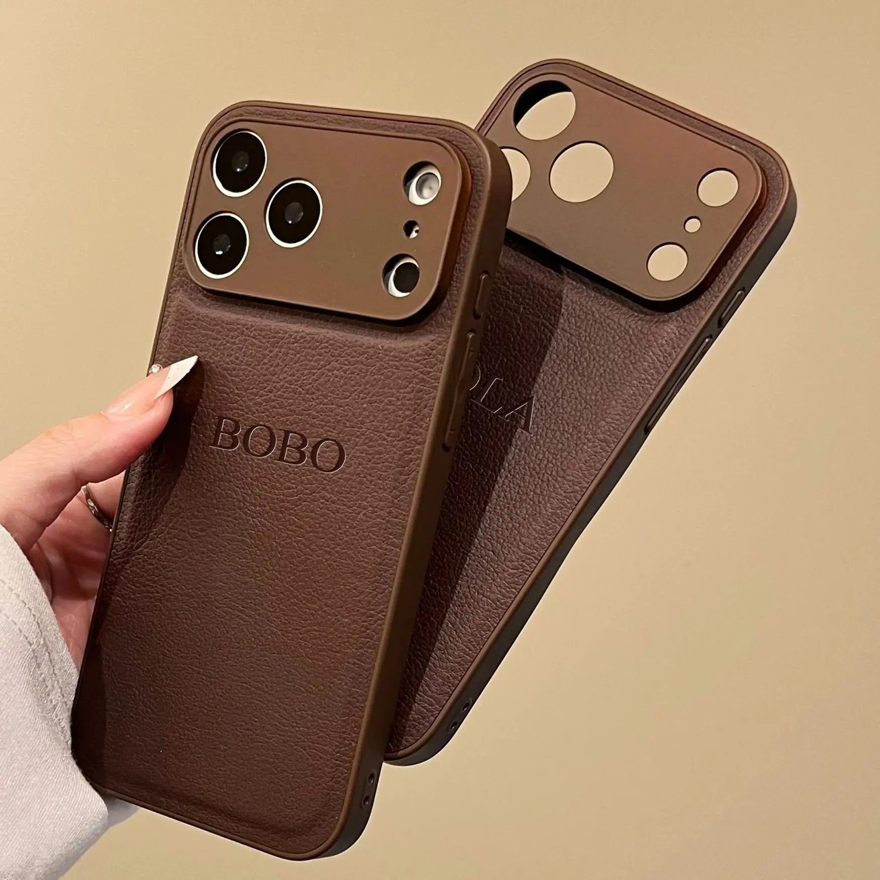 Personalized Luxury Customized Name 3D DIY Hot Engrave Faux Leather Phone Case For iPhone 17 16 15 14 13 Pro Max Plus Air