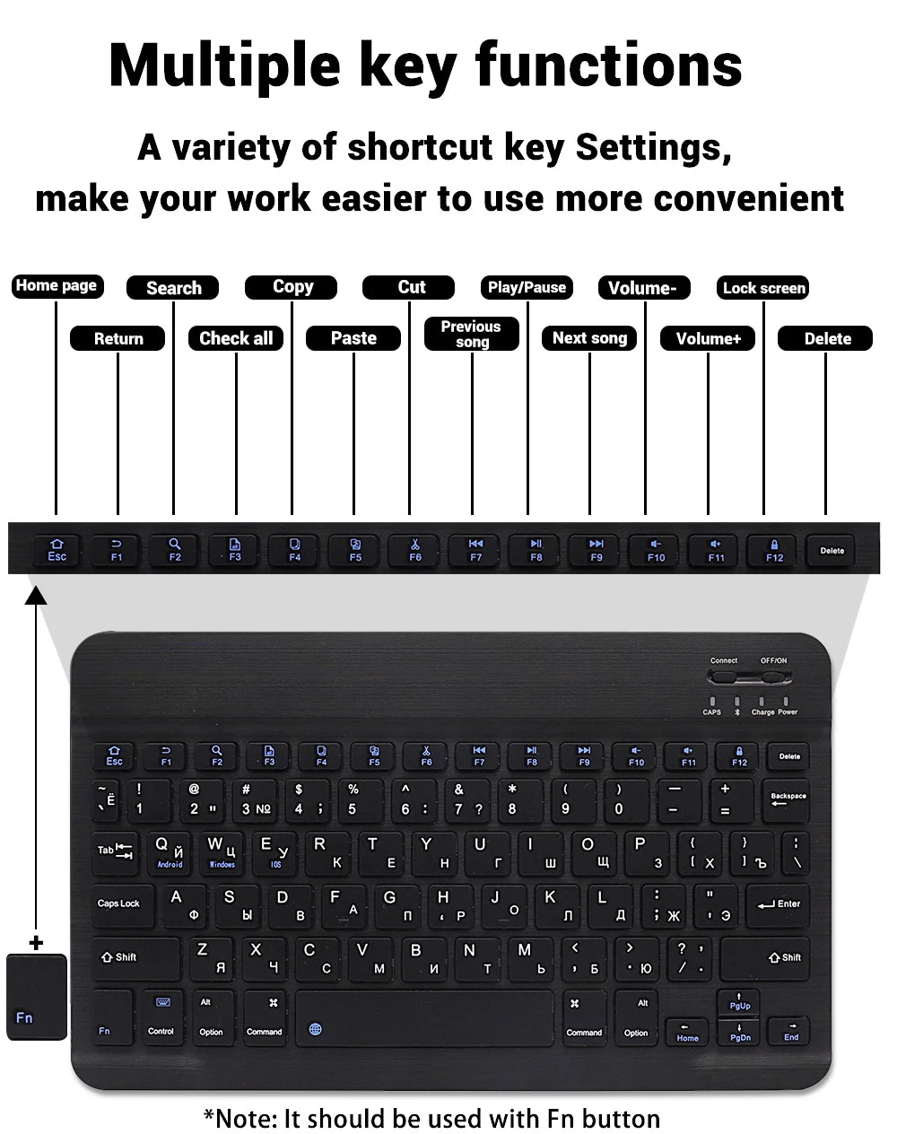 Wireless Keyboard Mouse Combo – iPad, Android, Windows Tablet, Multi-Language