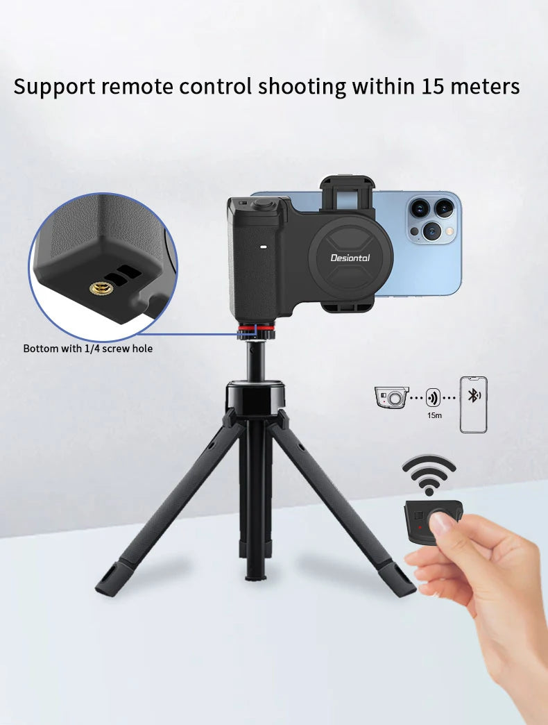 Magnetic SnapGrip Phone Stand – Selfie & Vlogging Tripod with Bluetooth Remote