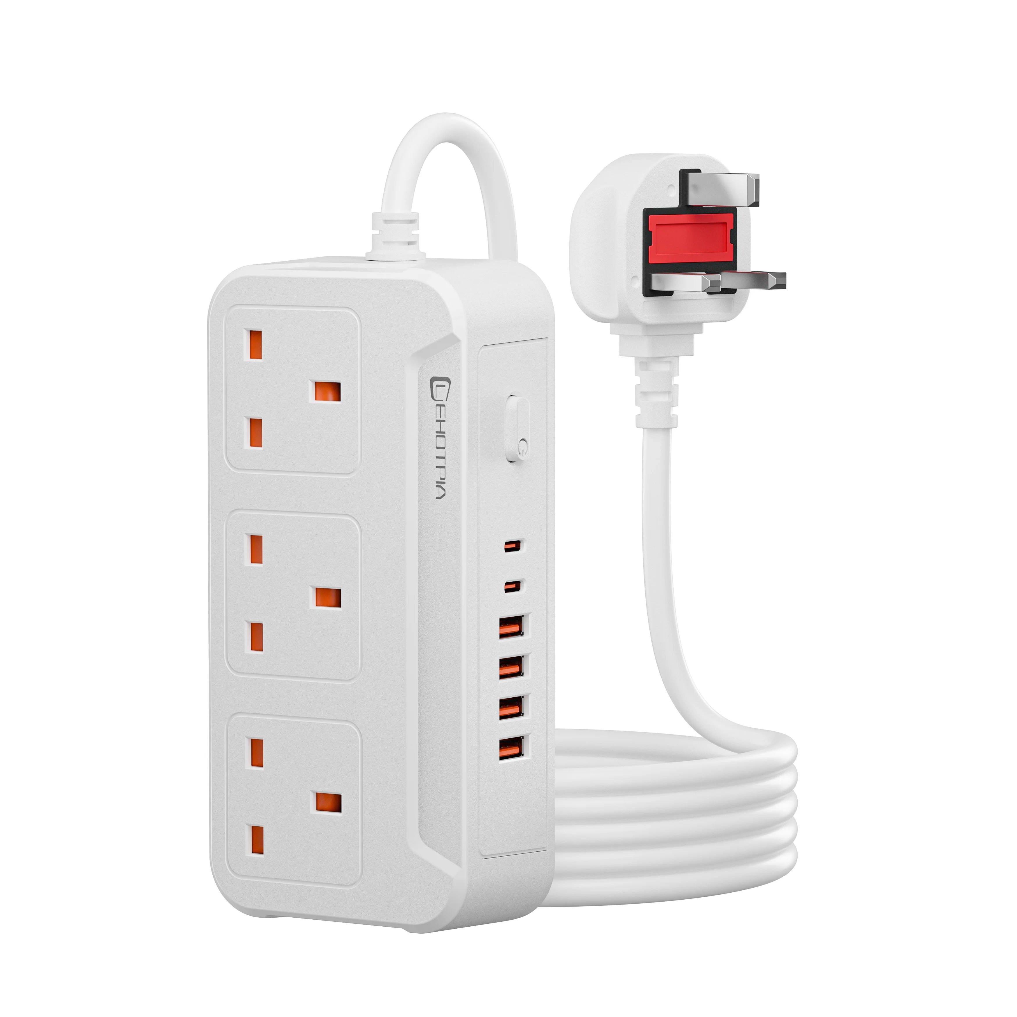 UK Power Strip with USB-C Fast Charging