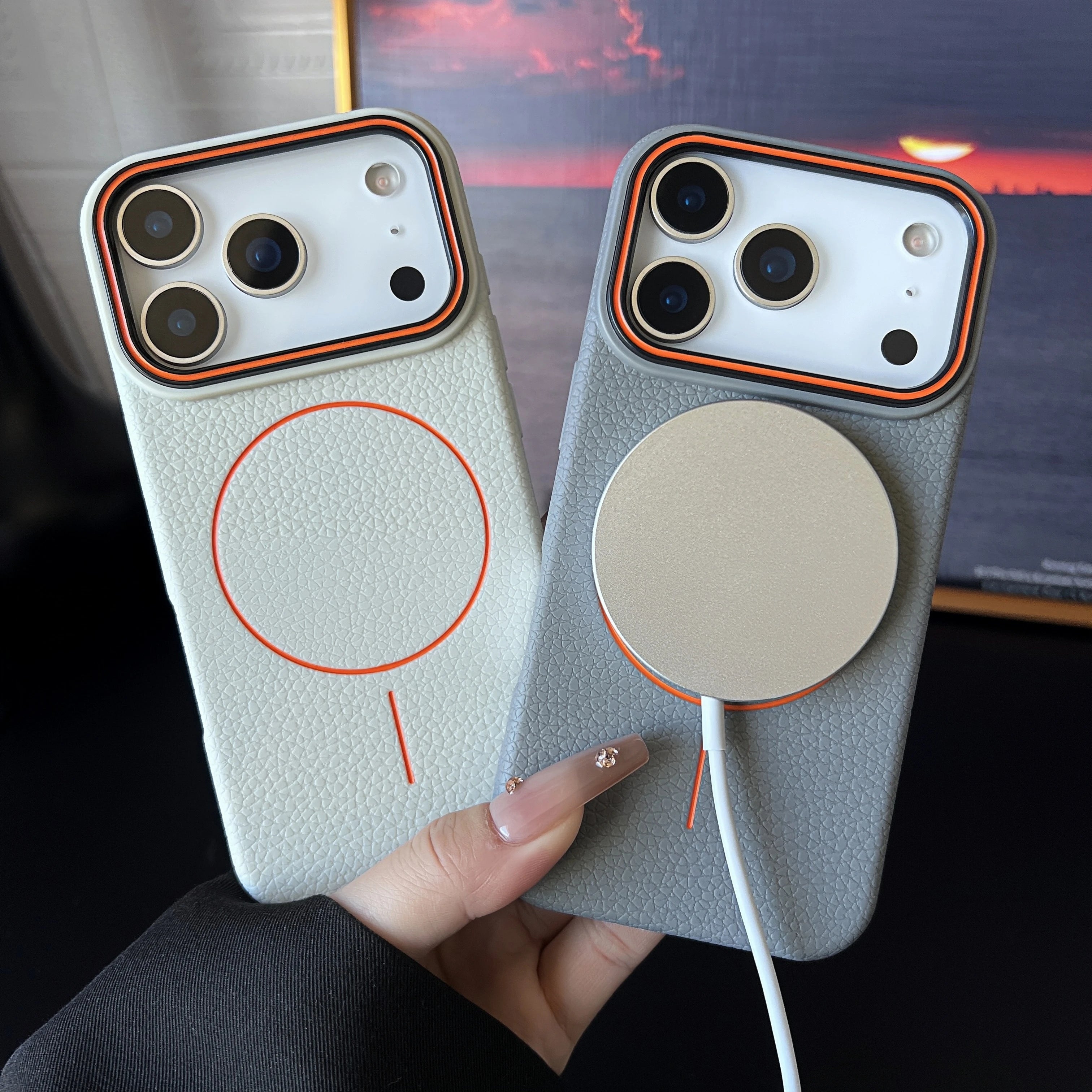 Frosted Hit Color Lichee Pattern Magnetic TPU Case – iPhone 17 Series & More