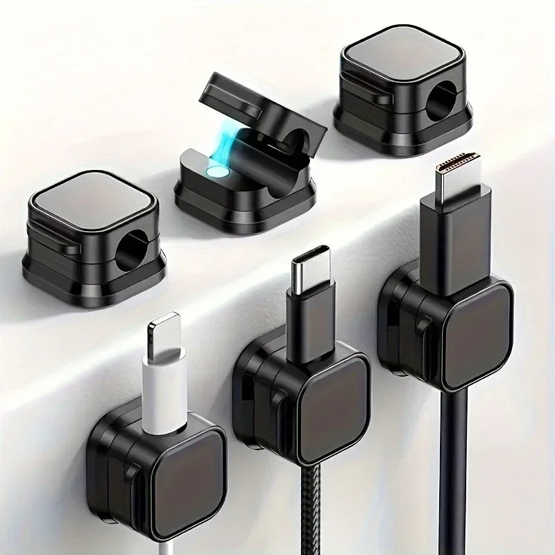 Magnetic Cable Clips 6pcs – Hidden Wire Management & Desktop Organizer