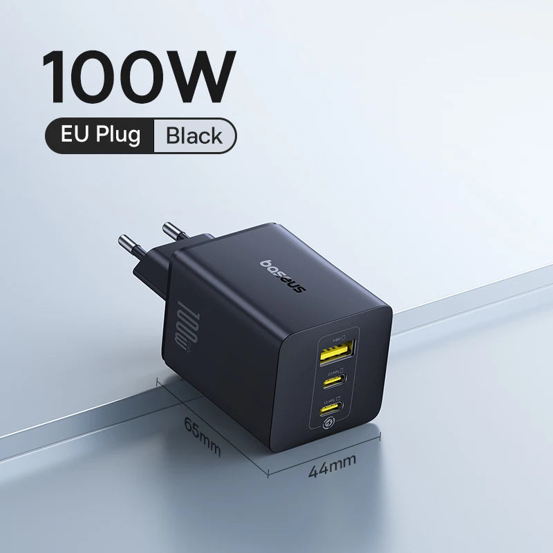 Baseus 100W Fast Charger GaN Charger For iPhone 17 16 Xiaomi Samsung Laptop Tablet USB C Charger QC PD Charger USB Phone Charger