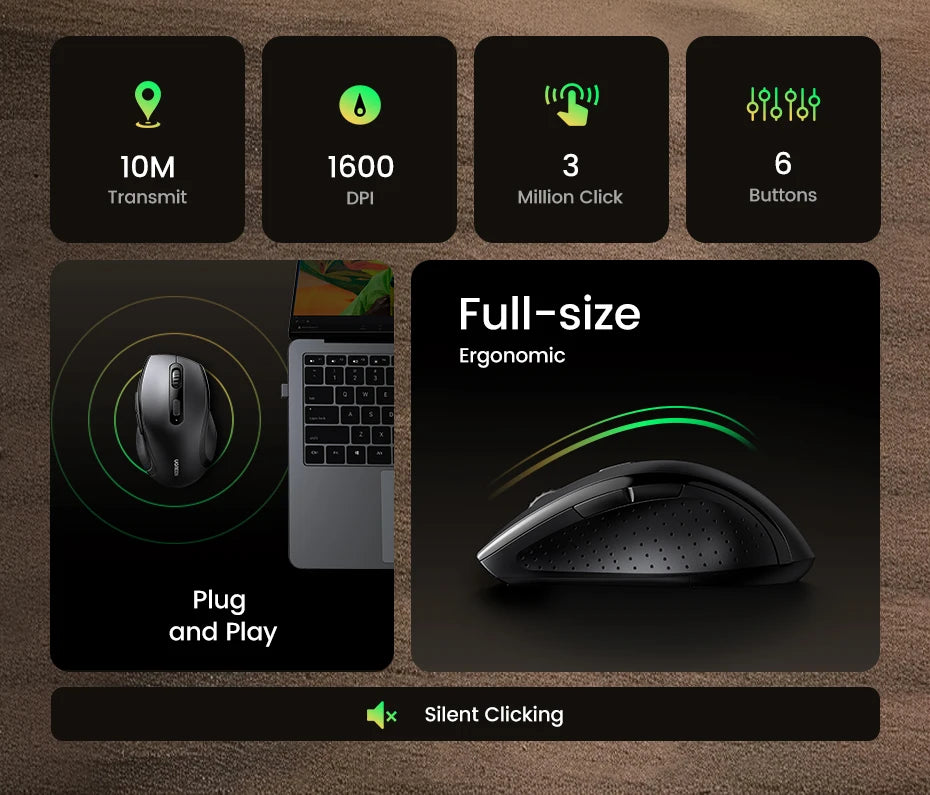 UGREEN Wireless Silent Mouse – 1600 DPI, 2.4GHz USB for PC & MacBook