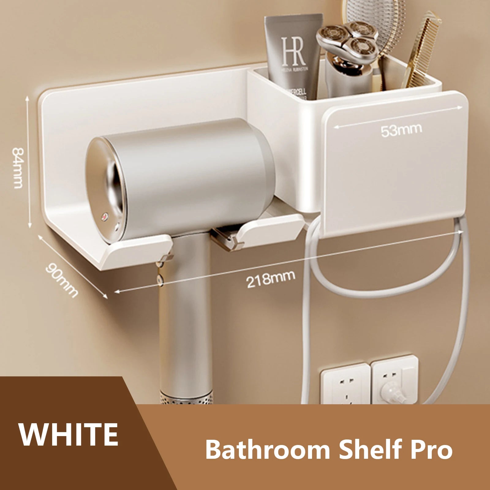 Hair Dryer & Straightener Stand – Bathroom Shelf Organizer for Styling Tools