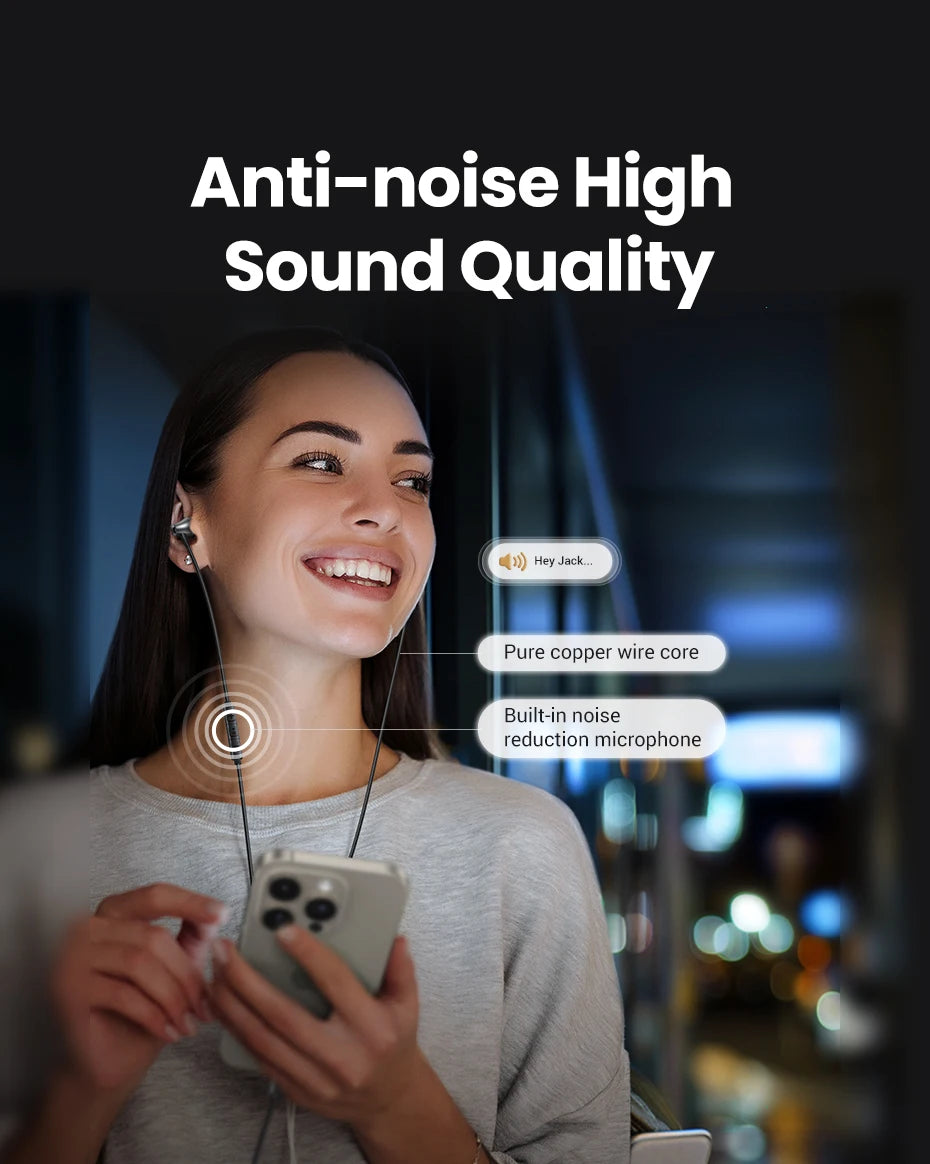 UGREEN 3.5mm & USB-C Wired Earbuds with Mic – HiFi Stereo