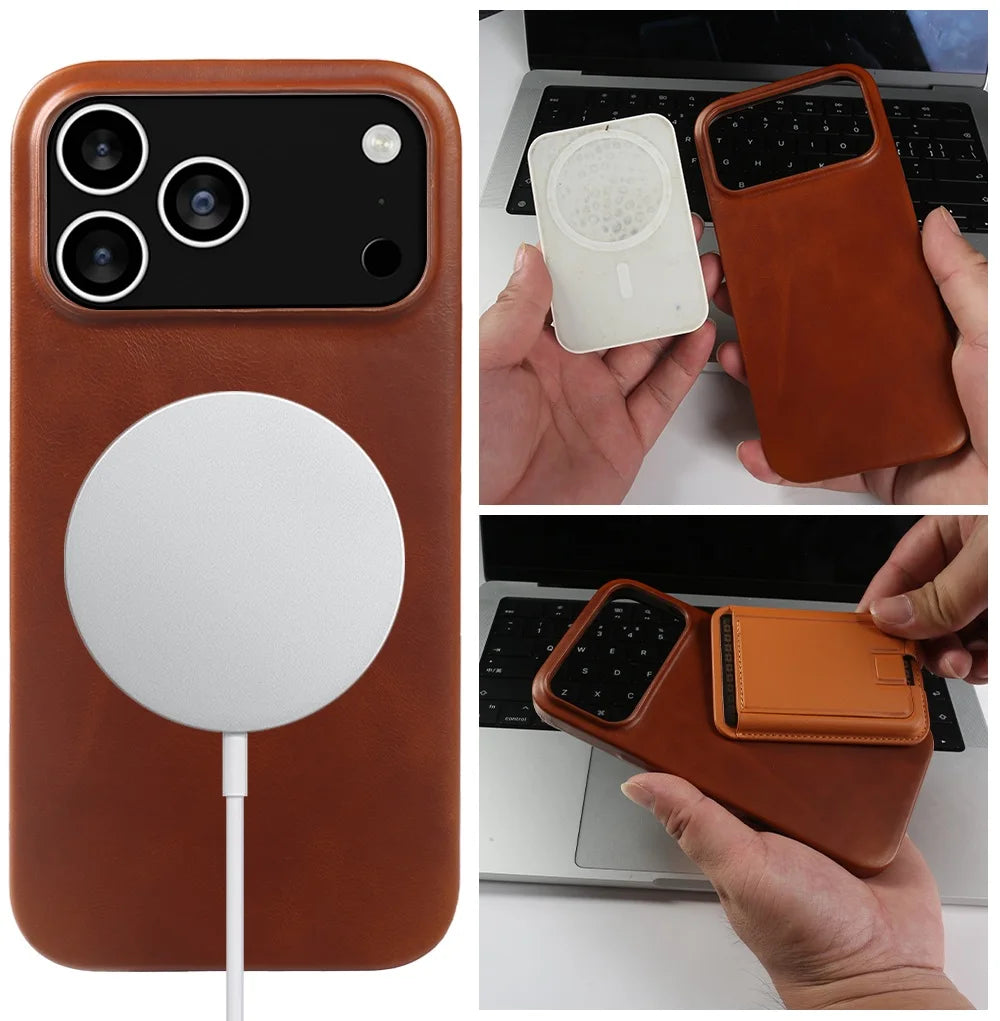 Vintage Waxed Leather iPhone Case – MagSafe Full Cover