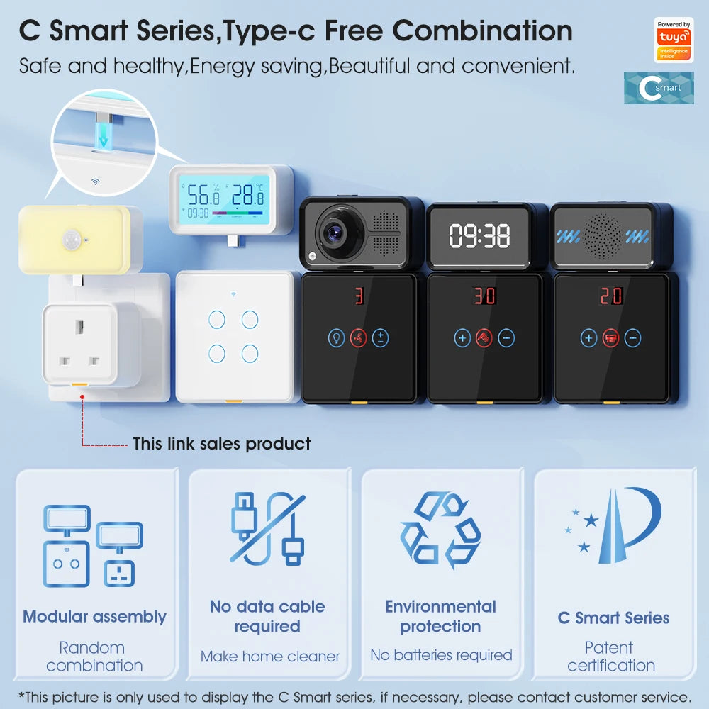 Tuya WiFi Smart Plug UK – RF433, Type-C, 16A, Timer & Voice Control