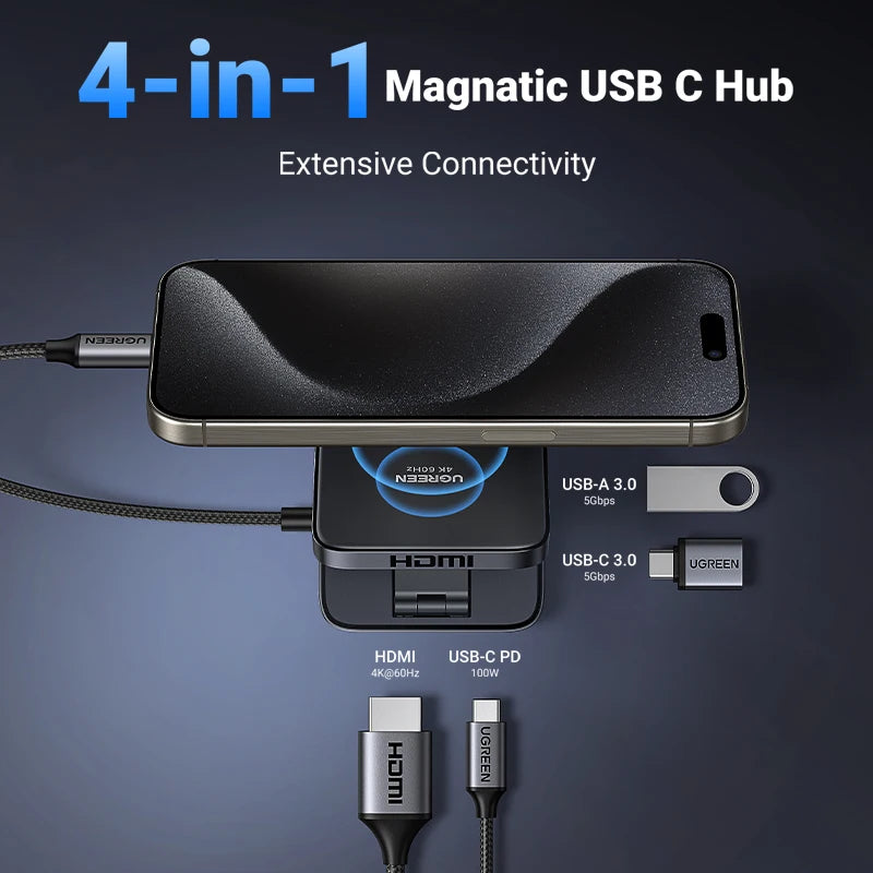 UGREEN USB-C Hub – 4K HDMI, PD 100W, USB 3.0