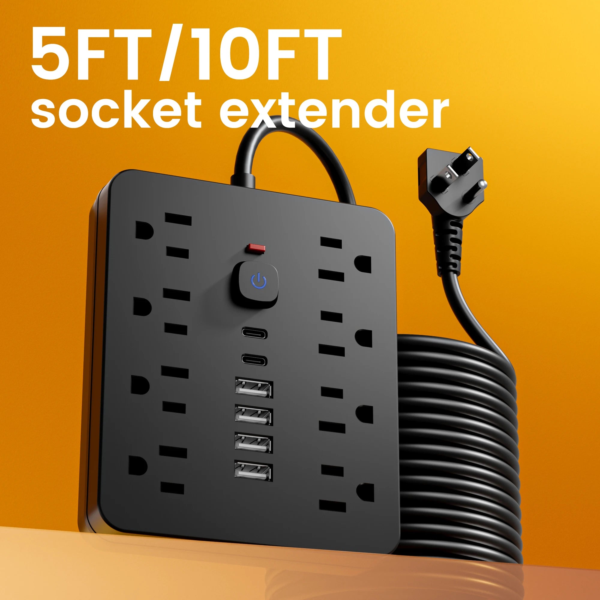 14-in-1 Power Strip – AC Outlets with 4 USB & 2 USB-C Surge Protector