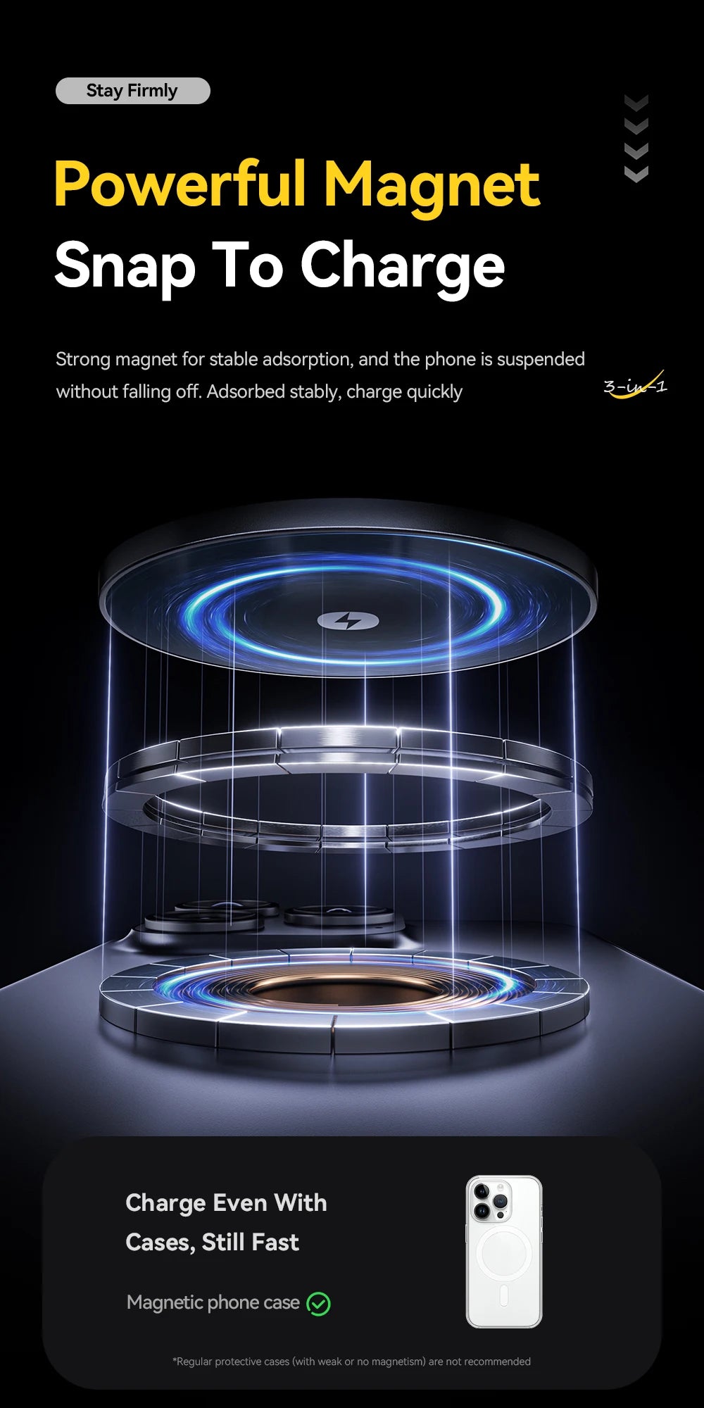 ESSAGER 3-in-1 Foldable Wireless Charger – 15W Optimized