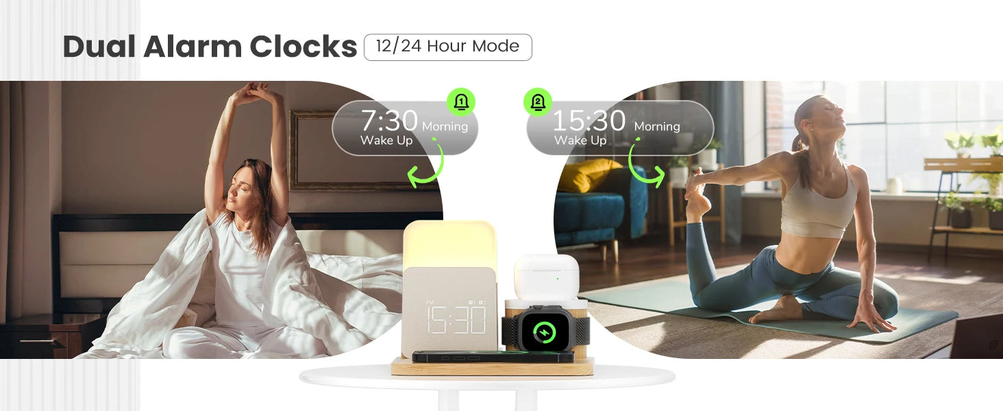 7-in-1 MagSafe Wireless Charger – Alarm & Night Light