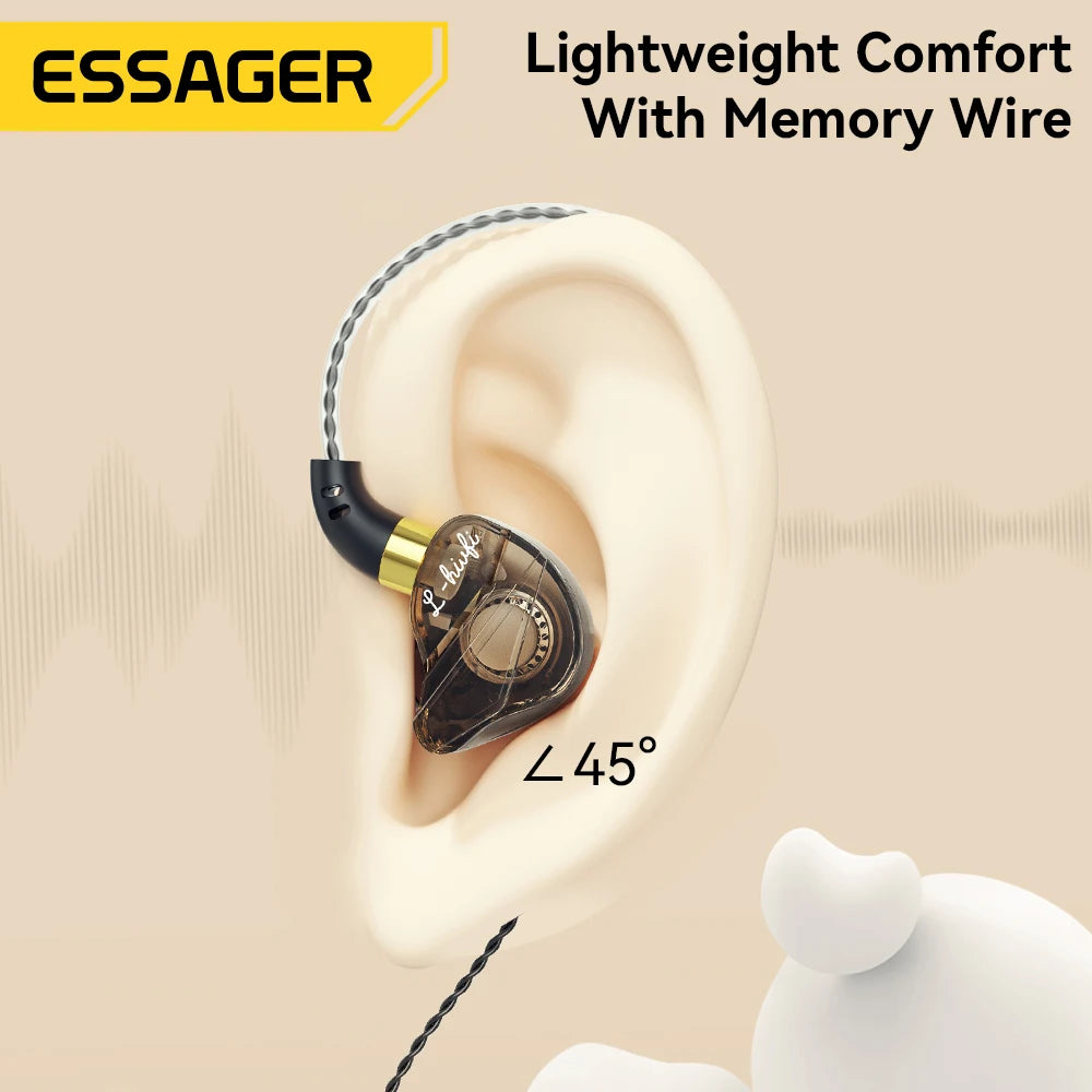 Essager 3.5mm In Ear Wired Headphone With Microphone For Xiaomi Redmi Samsung Computer PC Tablets Smartphone Headset Earphone
