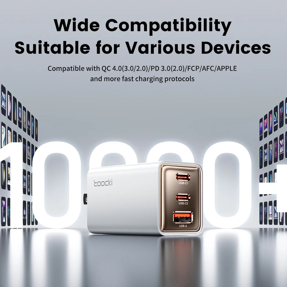 Toocki 67W GaN Charger – Fast USB-C PD for iPhone, MacBook & Samsung