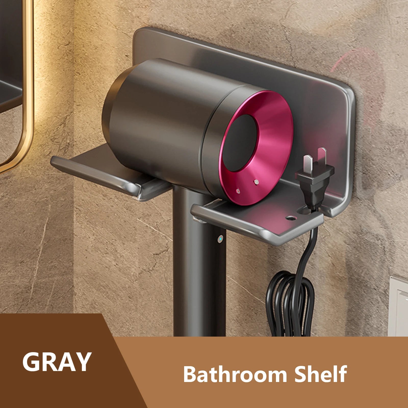 Hair Dryer & Straightener Stand – Bathroom Shelf Organizer for Styling Tools