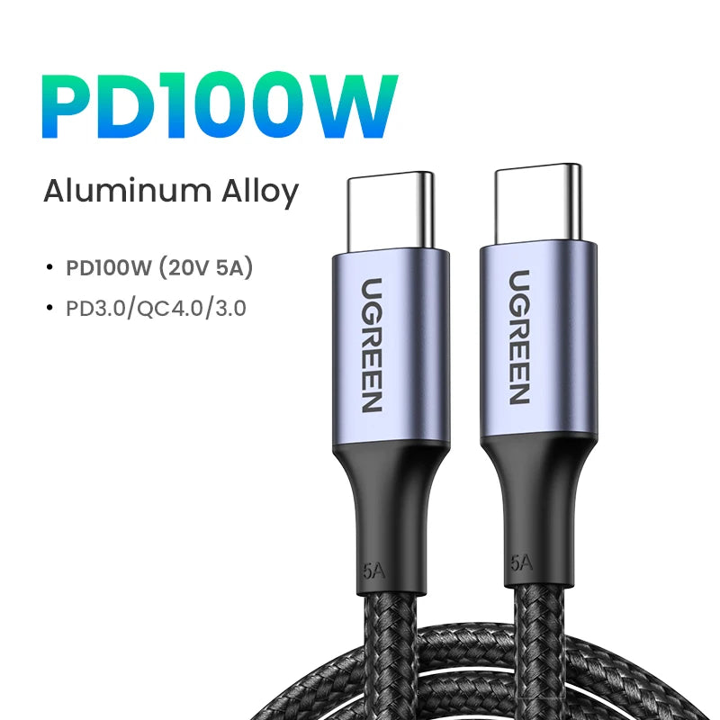 100W USB-C Cable – UGREEN Fast Charging Cord with 5A E-Marker Chip