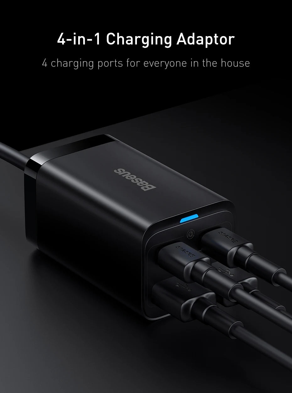 Baseus 65W Desktop Charger – Fast Charge for iPhone & Samsung