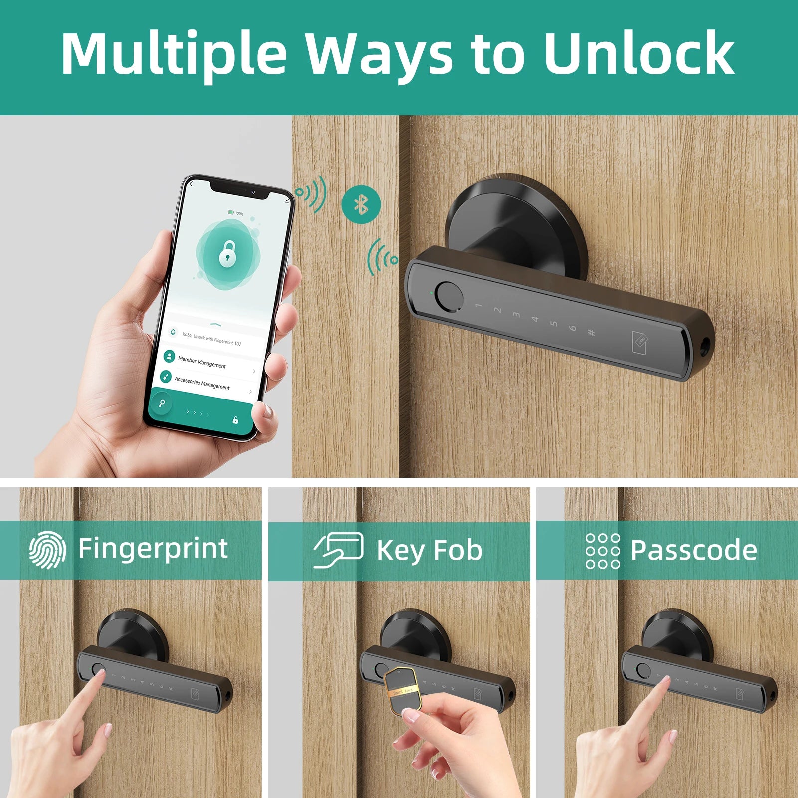 Viladepot Smart Fingerprint Door Lock – App & Touchscreen Control