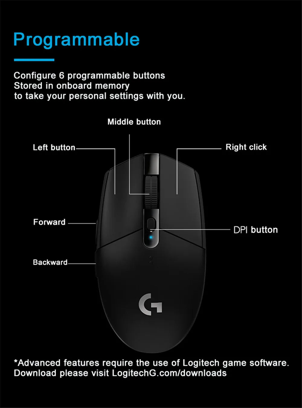 Logitech G102/G304 Wireless Bluetooth Gaming Mouse – Superlight & Ergonomic