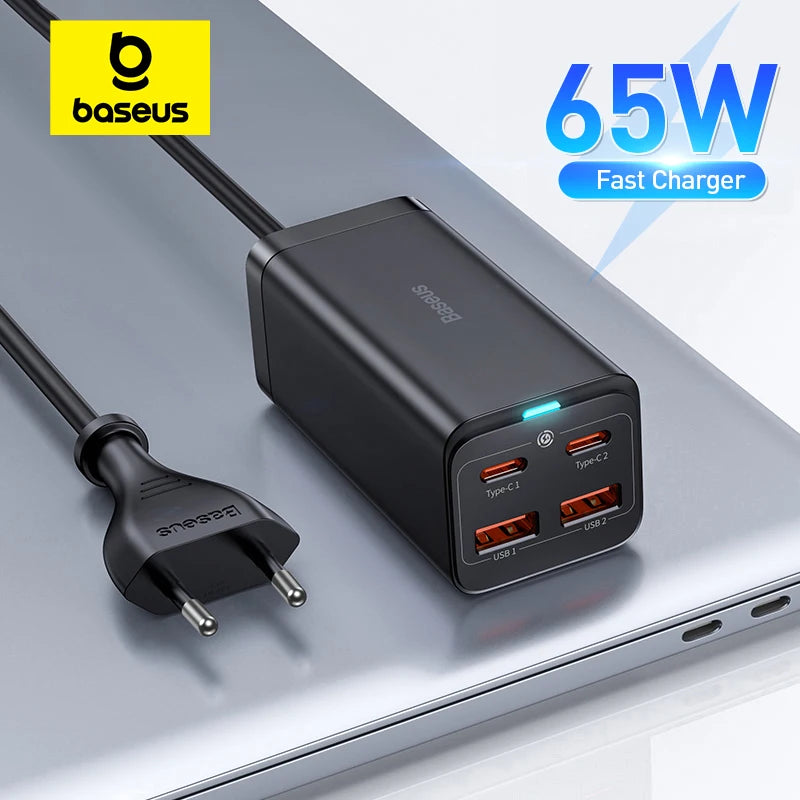 Baseus 65W Desktop Charger – Fast Charge for iPhone & Samsung