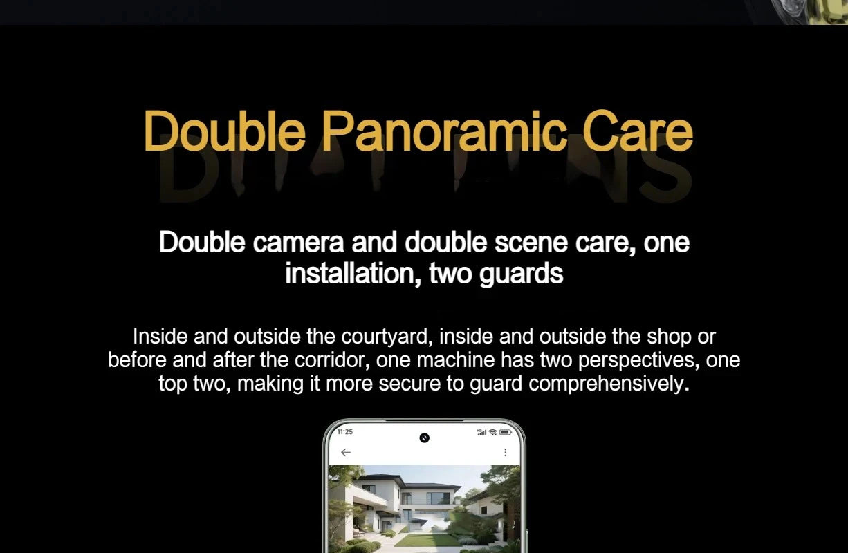 New Xiaomi Outdoor Camera 4 Dual Lens 5MP 3K HD Dual View Monitoring Panoramic Closeup Tracking IP66 Weatherproof AntiTheft - CN