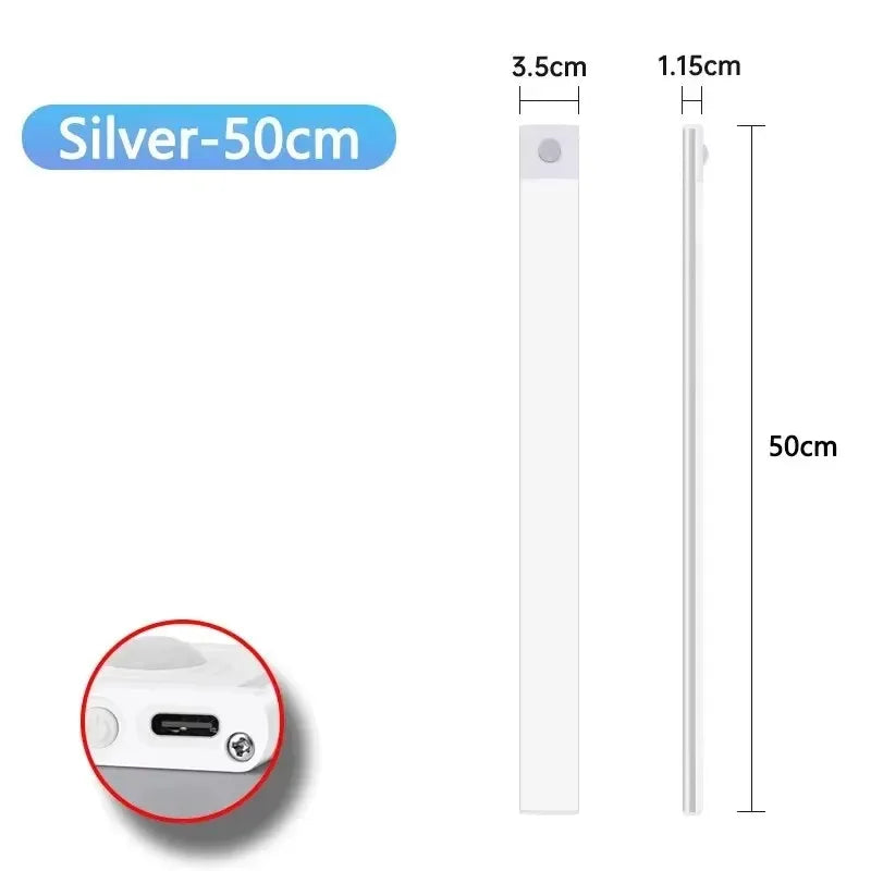 3-in-1 Under Cabinet LED Light – Motion Sensor, USB Rechargeable (Multiple Lengths)