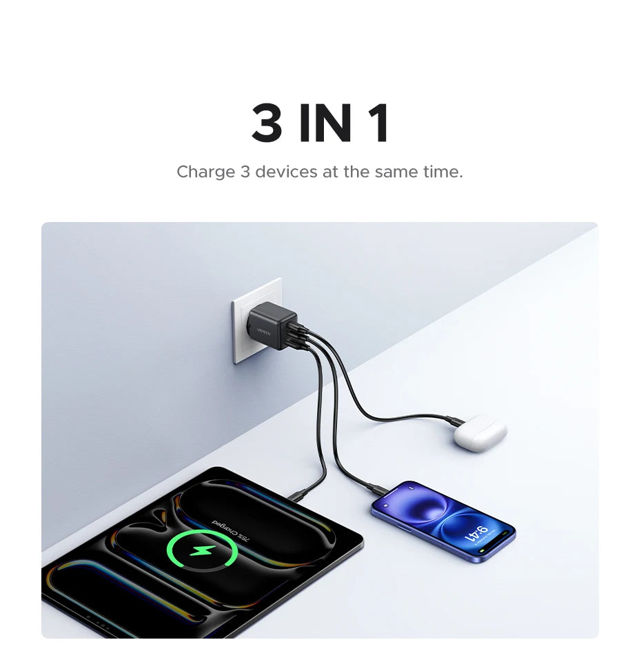 UGREEN 30W GaN USB-C Charger – PD 3.0 & QC4.0 for iPhone & Android