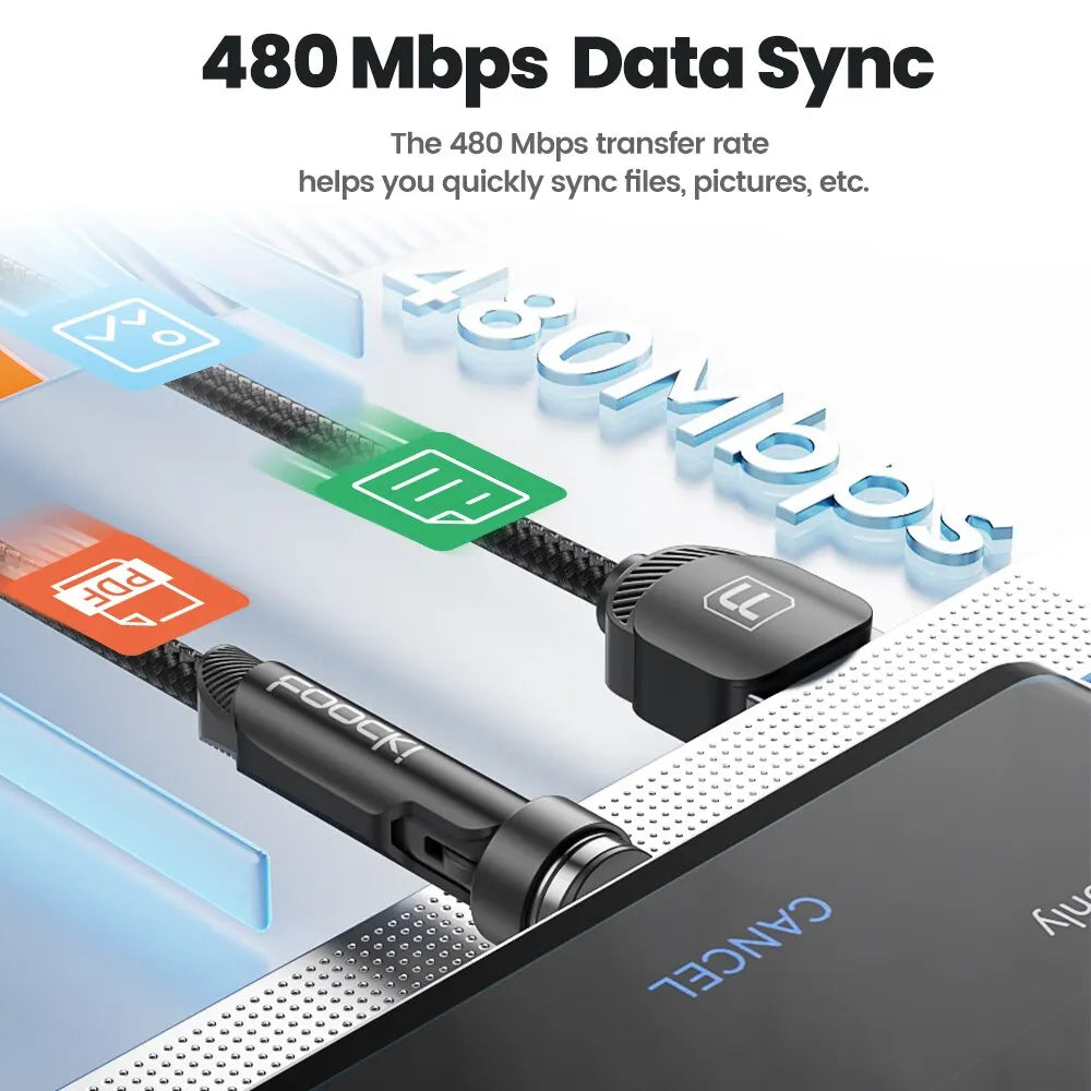 Toocki 540° Magnetic USB-C Cable – Fast Charge for iPhone & Android