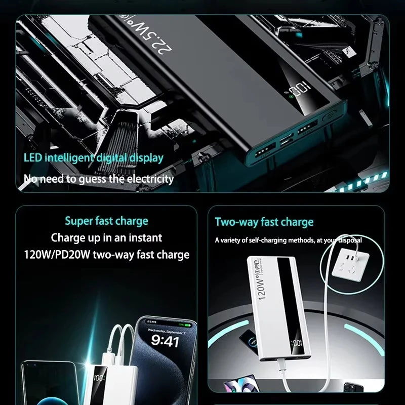 MIJIA 200000mAh Portable Charger – 120W Fast Power Bank for Phones
