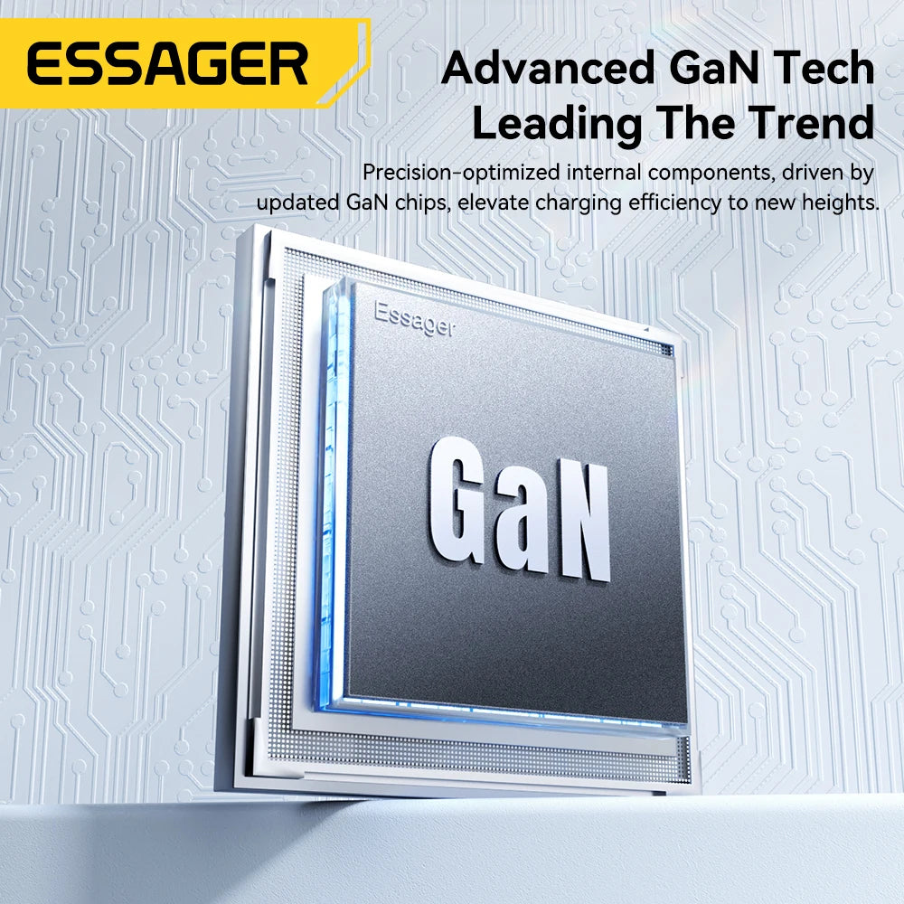 Essager 65W GaN Charger USB Type C Quick Charge 3.0 Fast Charger for iPhone 16 15 Xiaomi Samsung ipad Macbook Tablet PD Charger