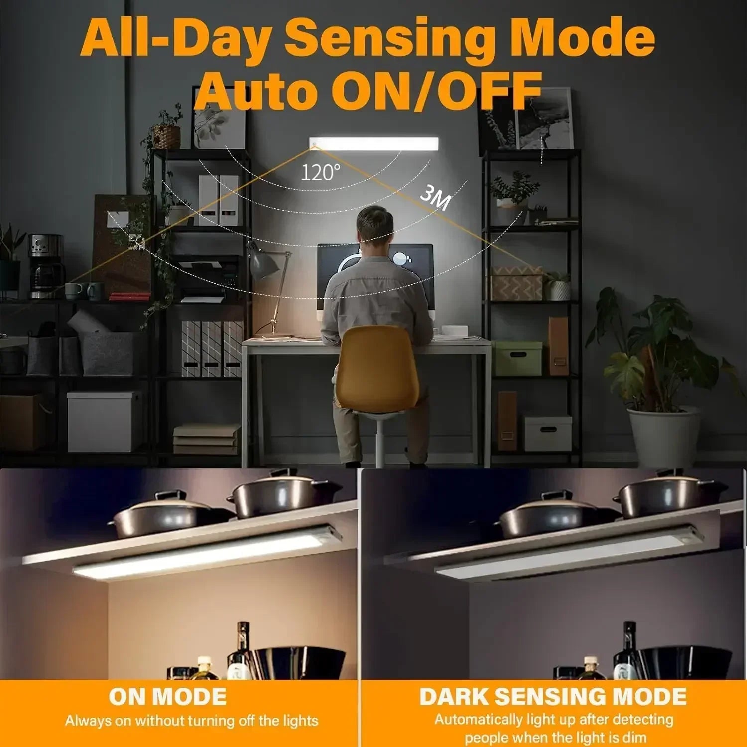 LED Night Light – Motion Sensor, 3 Color Dimming & USB Rechargeable