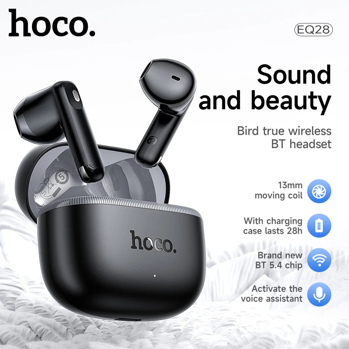 HOCO EQ28 TWS Wireless Earphones – Bluetooth HiFi Bass Earbuds with Microphone