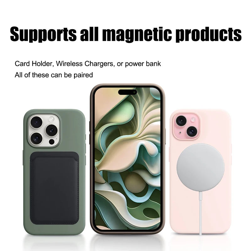 Luxury Silicone Magnetic MagSafe Case for iPhone 15–17 Series – Wireless Charging Cover