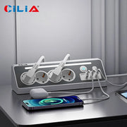 CILIA EU Power Strip 4 Schuko 2 USB C 1 USB A, 3680W 16A Surge Protection with Switch LED, 1 5m Cable for Home
