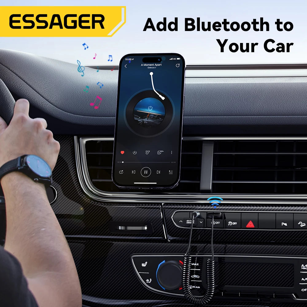 Essager Bluetooth Car Audio Cable 5.0 Transmitter Wireless Receiver Car AUX 3.5mm Jack Adapter Bluetooth Adapter Audio Cable