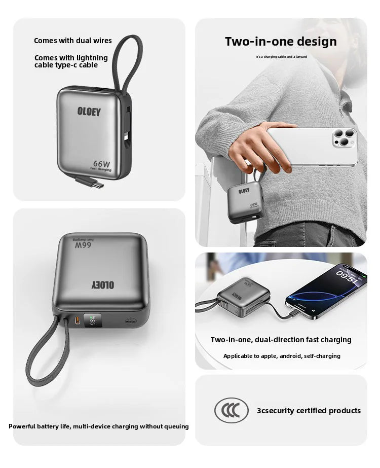 66W 100000mAh Power Bank Fast Charging PD 22W Portable Mini PowerBank for iPhone 17 16 15 Xiaomi External Battery Charger