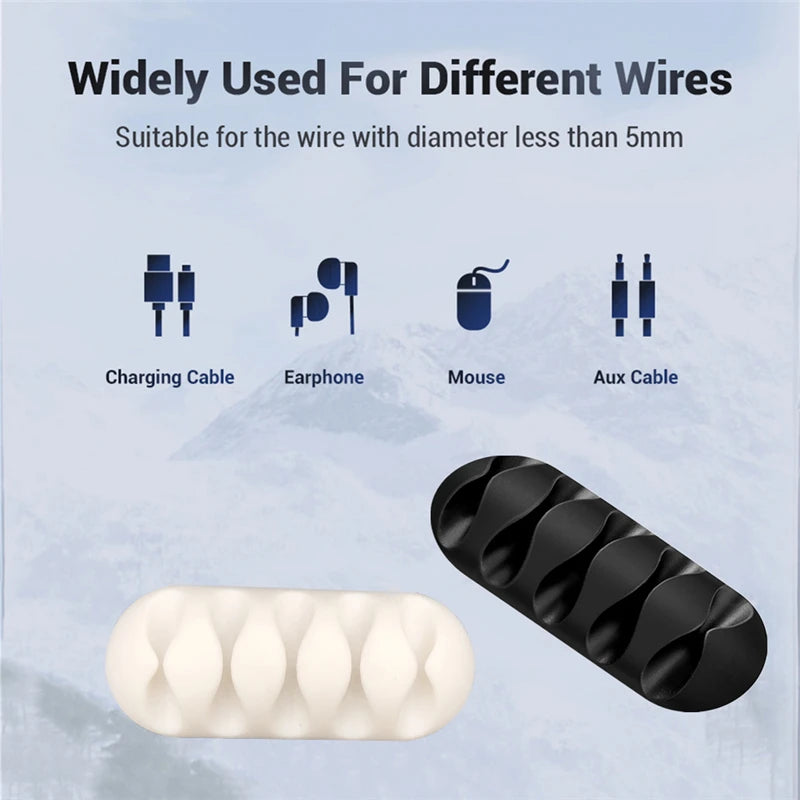 Silicone USB Cable Organizer Clip – Adhesive Cord Holder for Desk & Home