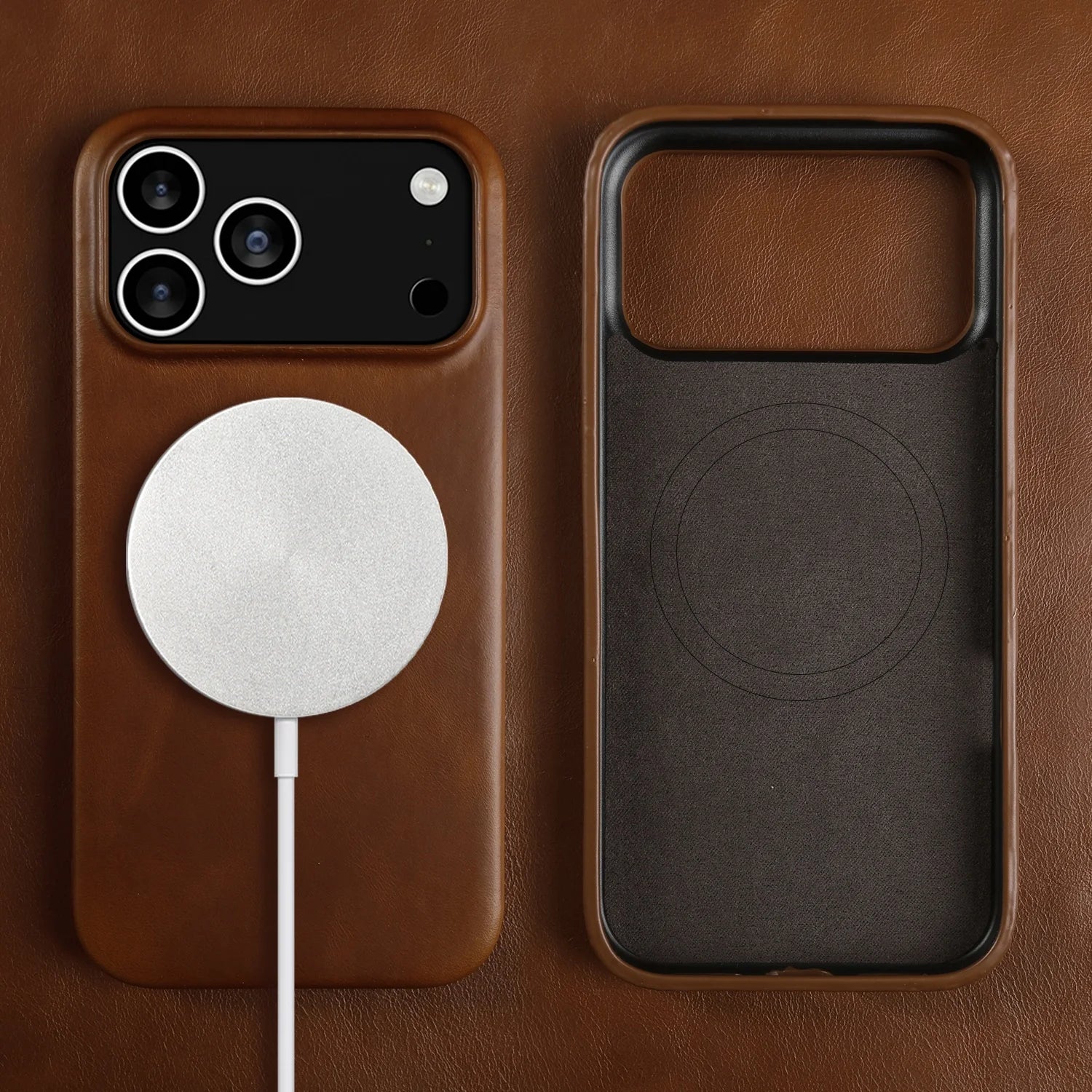 Vintage Waxed Leather iPhone Case – MagSafe Full Cover