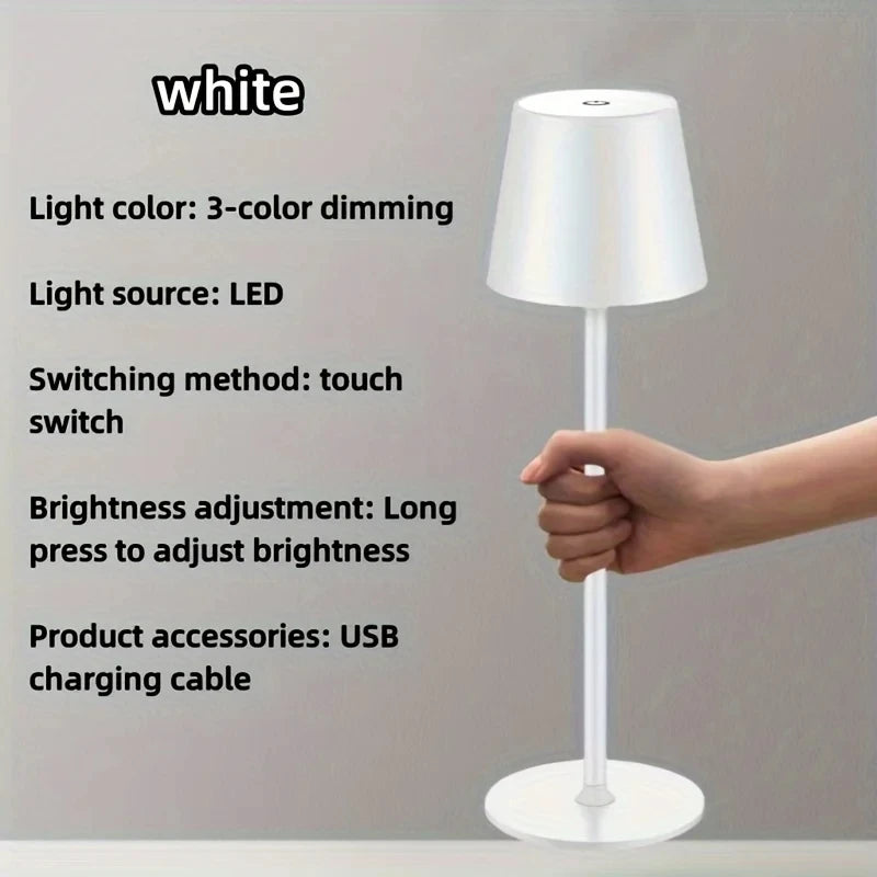 Rechargeable Desktop LED Lamp – Touch Control, Dimmable for Home & Hotel