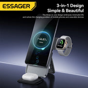 ESSAGER 3-in-1 Foldable Wireless Charger – 15W Optimized