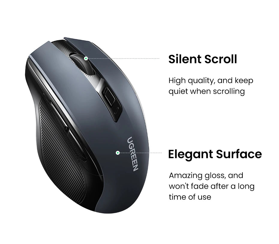 UGREEN Wireless Mouse – Ergonomic, 4000DPI, Bluetooth & 2.4G